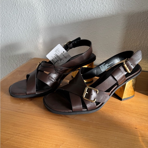 NWT Worthington Womens Rusk Heeled Sandals Brown/Gold Size 8 - Picture 5 of 10